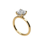 Lab Diamond Hidden Halo Engagement Ring - Shimmering Solitaire Design with Hidden Halo and High-Polished Band