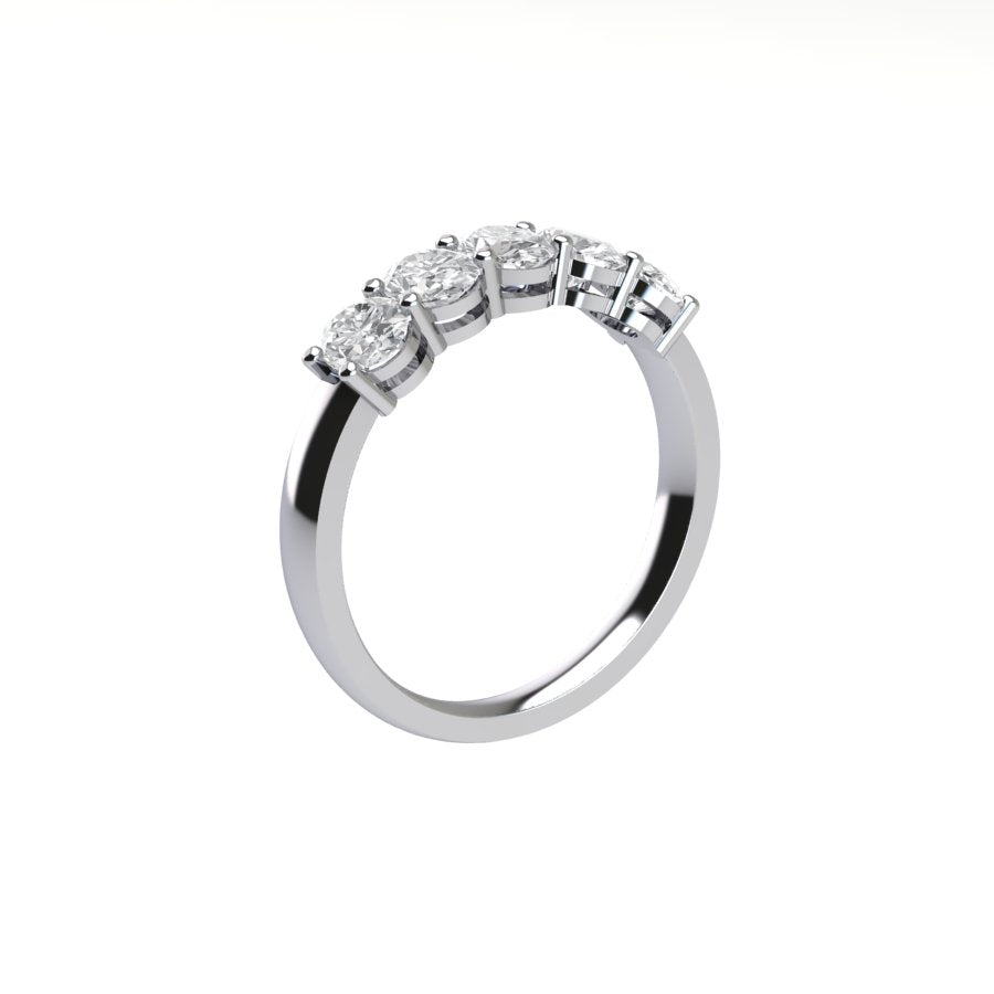 Five Stone Oval Cut Diamond Ring With Basket Setting ( 1 ctw.)