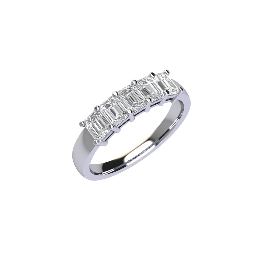 Five Stone Emerald Cut Diamond Ring With Basket Setting ( 1 ctw.)