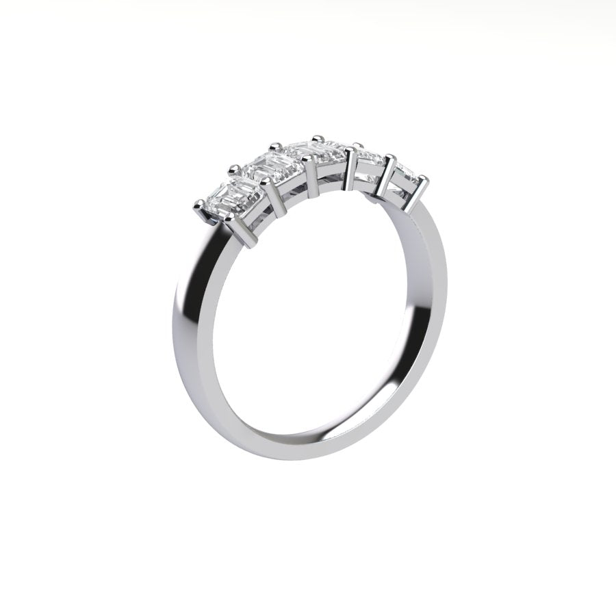 Five Stone Emerald Cut Diamond Ring With Basket Setting ( 1 ctw.)