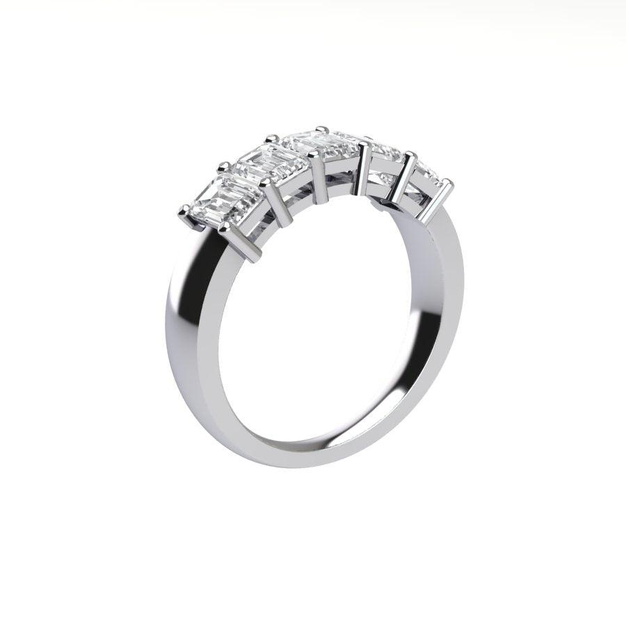 Five Stone Emerald Cut Diamond Ring With Basket Setting ( 2 ctw.)