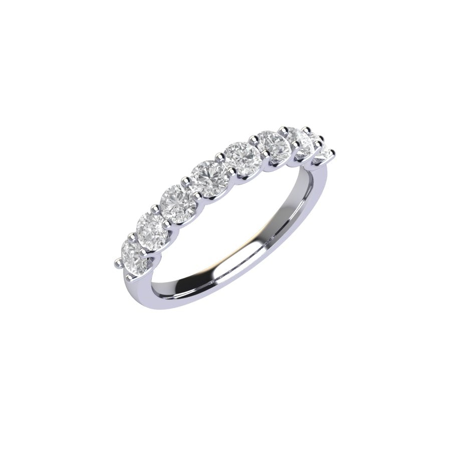 Eight Stone Round Brilliant Diamond Ring with U Setting ( 1 ctw. )