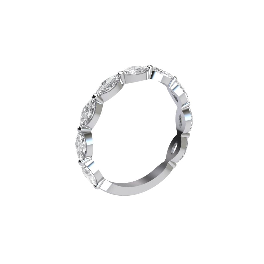 Three Quarter Lab Grown Marquise Diamond Eternity Ring with Shared Prong Setting