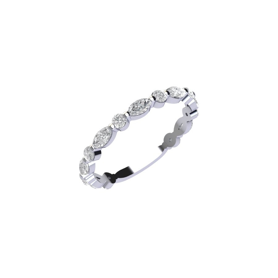 Three Quarter Lab Marquise and Lab Round Diamond Eternity Ring
