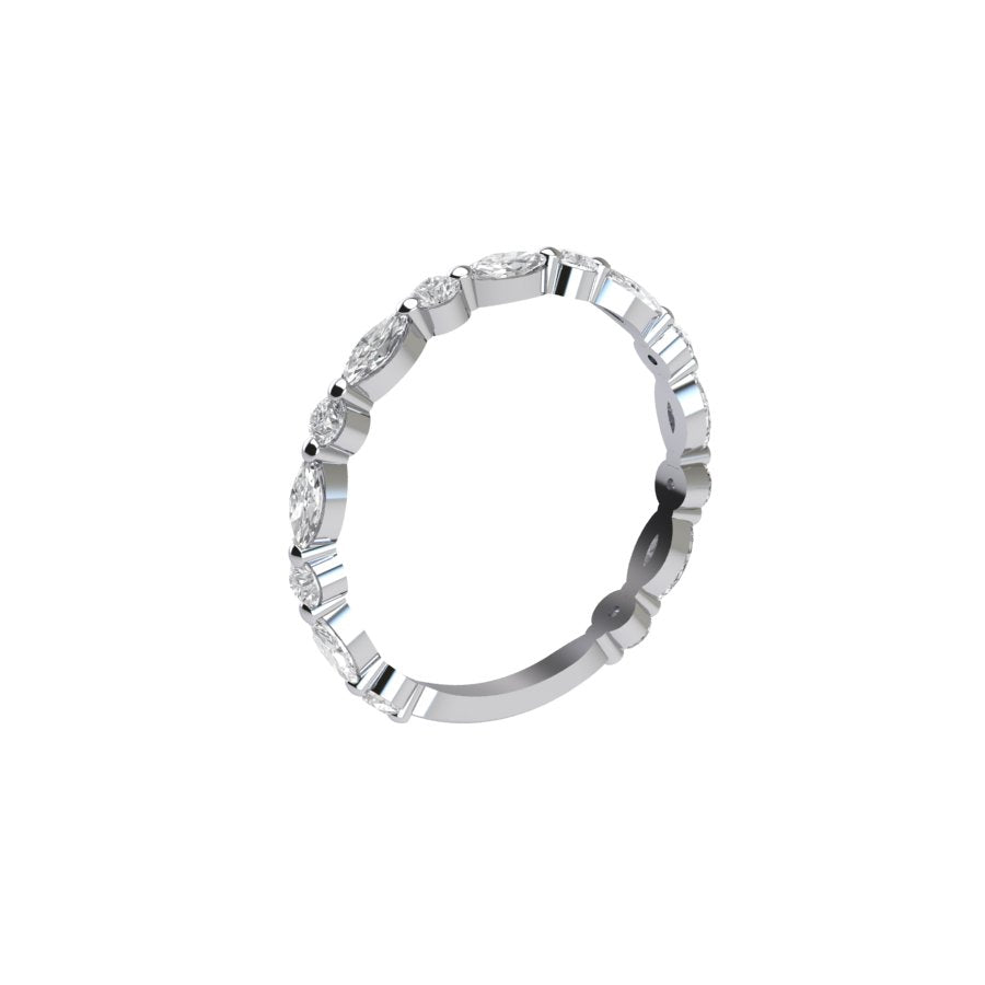 Three Quarter Lab Marquise and Lab Round Diamond Eternity Ring