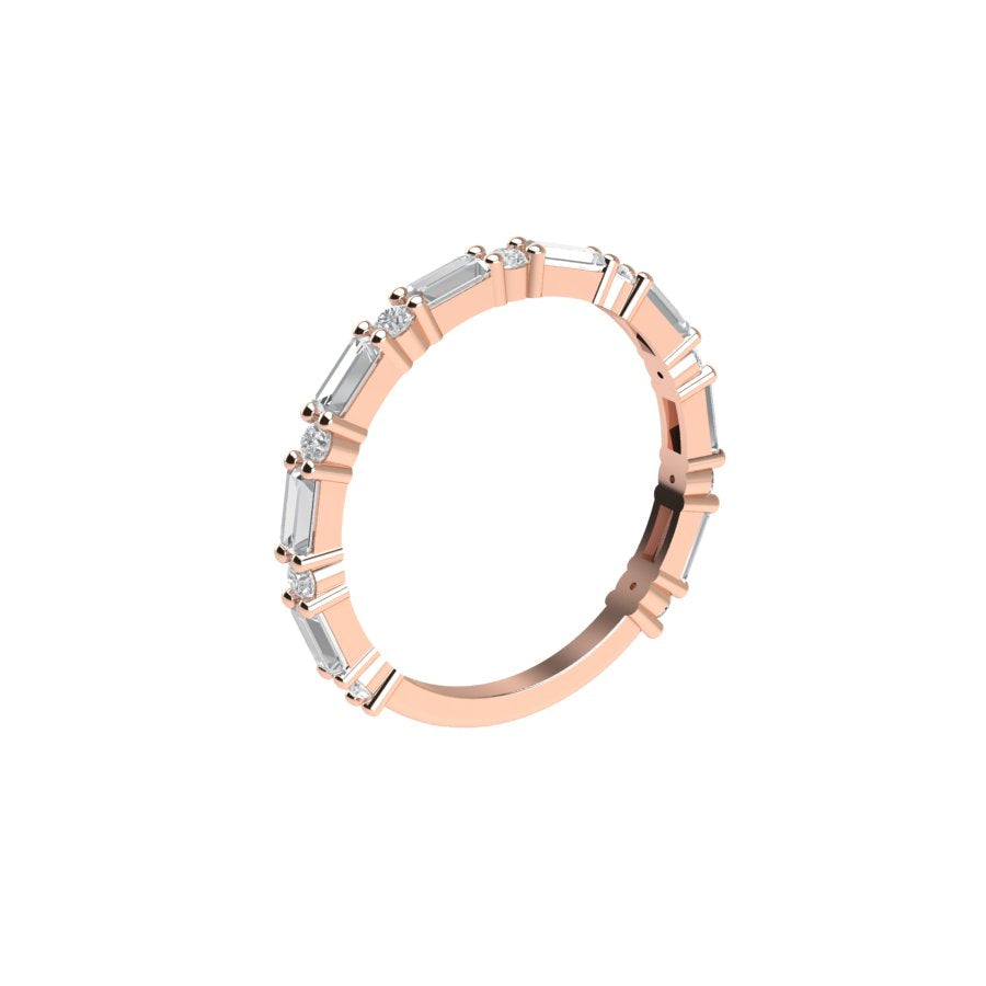 Three Quarter Lab Baguette and Lab Round Diamond Eternity Ring with Shared Prongs