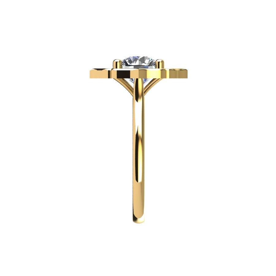 Moissanite Engagement Ring with Vintage Diamond Halo