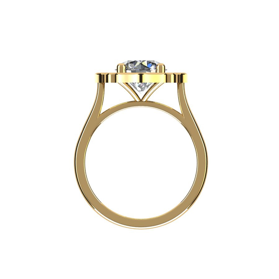 Moissanite Engagement Ring with Vintage Diamond Halo