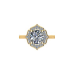 Moissanite Engagement Ring with Vintage Diamond Halo