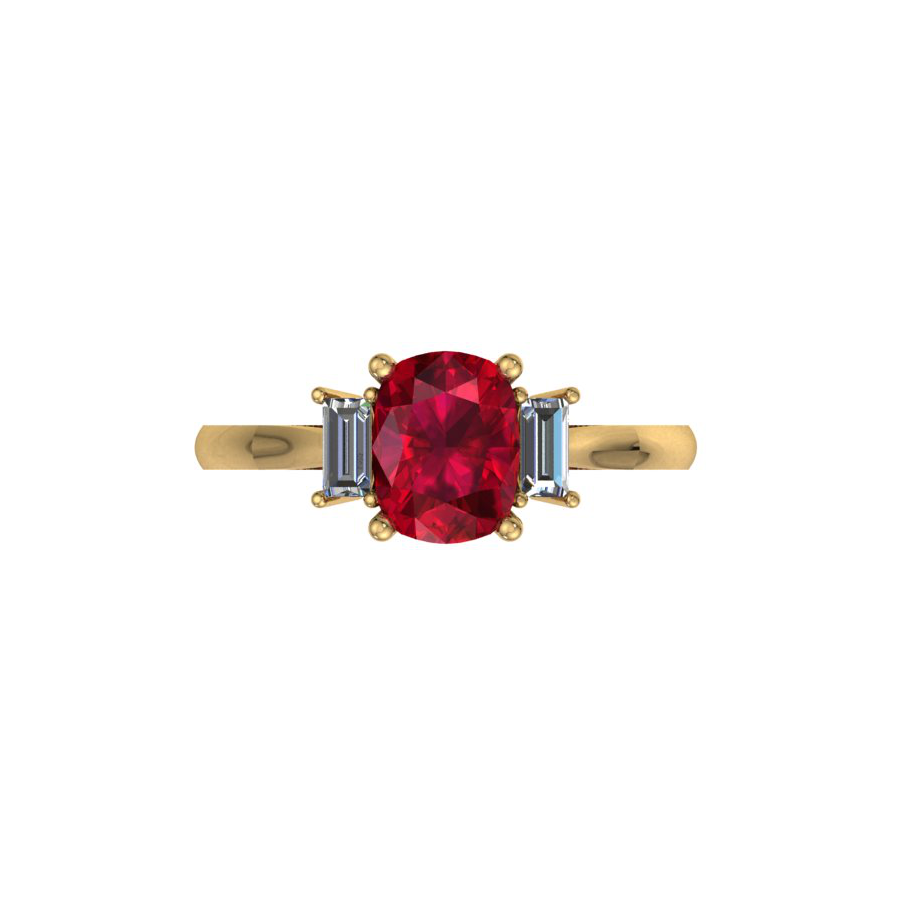 Jeska Ruby and Baguettes Diamond Engagement Ring