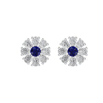 Diamond and Sapphire Flower Earrings