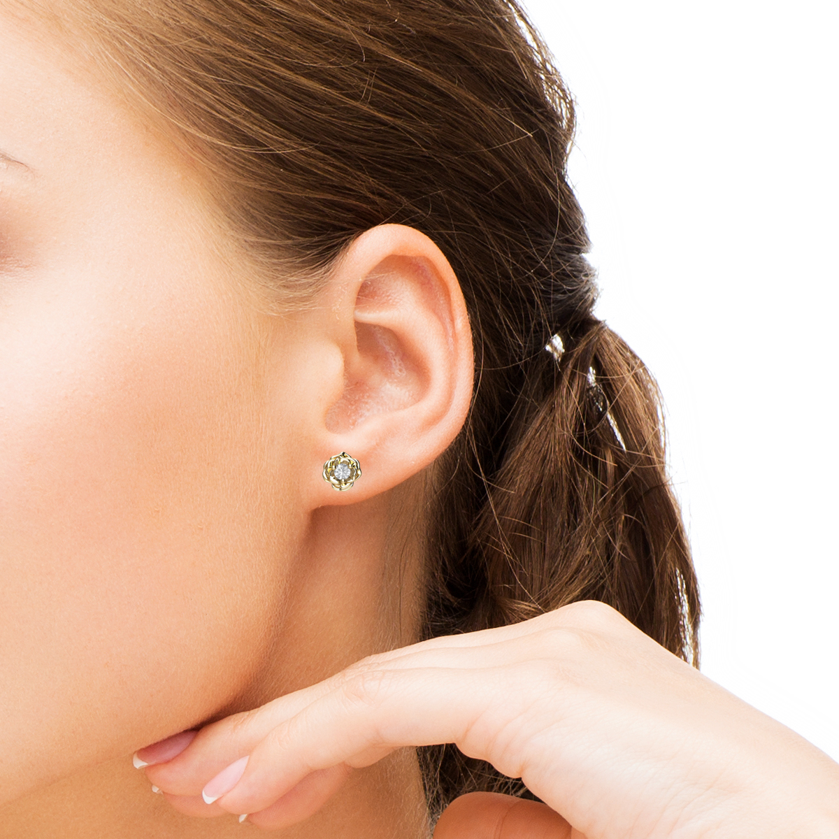 Diamond Flower Stud Earrings