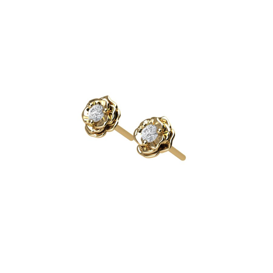 Diamond Flower Stud Earrings