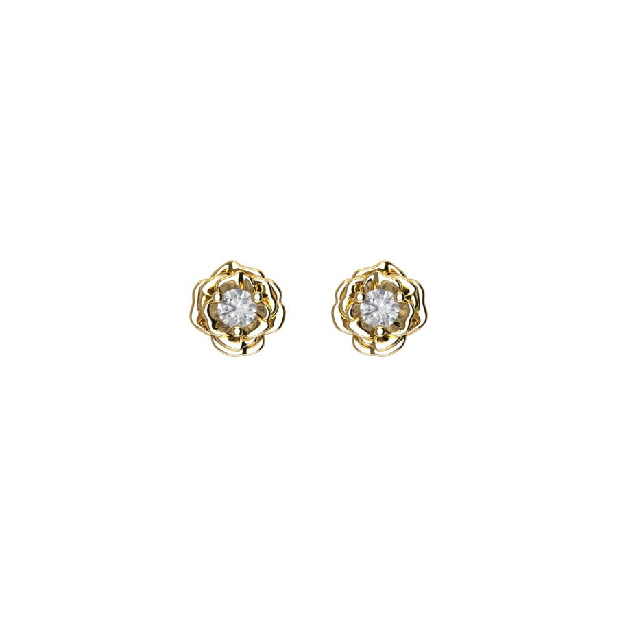 Diamond Flower Stud Earrings