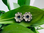 Diamond and Sapphire Flower Earrings