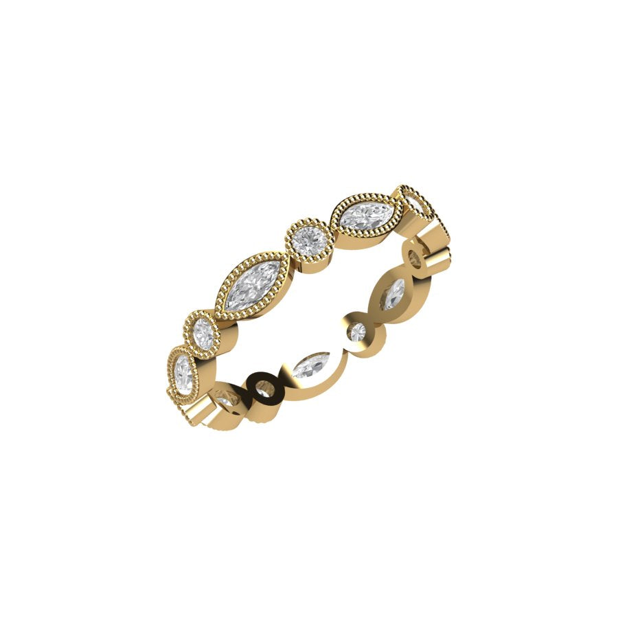 Mirari Marquise and Round Brilliant cut Milgrain Diamond Eternity Ring