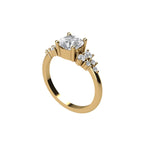 Mirri Round Moissanite Engagement Ring with Natural Diamonds in 14K White Gold 14K Rose Gold 14K Yellow Gold 18K Yellow 19K White Gold and Platinum