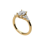 Nylea oval moissanite engagement ring with natural diamonds in 14k white, yellow, rose gold, 18k yellow gold, 19k white gold and platinum