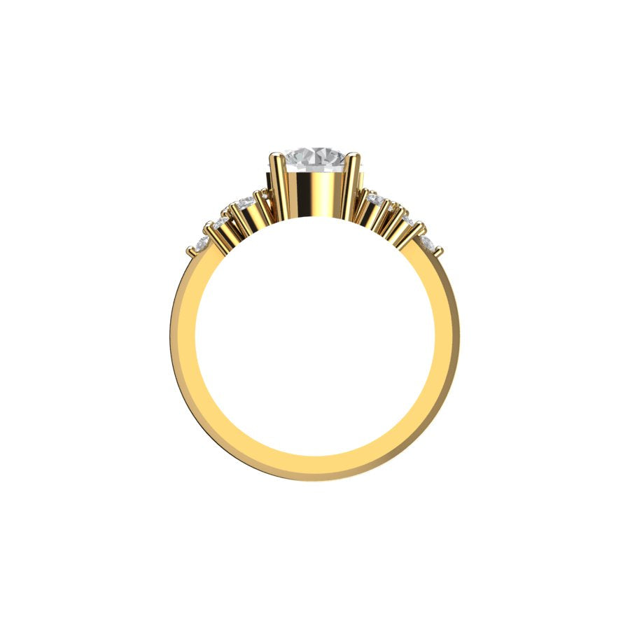 Mirri Round Moissanite Engagement Ring with Natural Diamonds in 14K White Gold 14K Rose Gold 14K Yellow Gold 18K Yellow 19K White Gold and Platinum