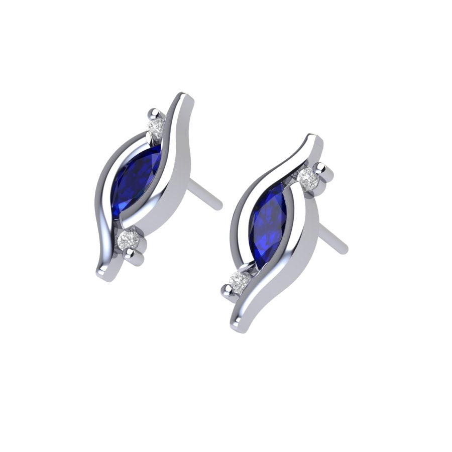 Lovisa Diamond and Sapphire Scroll Earrings