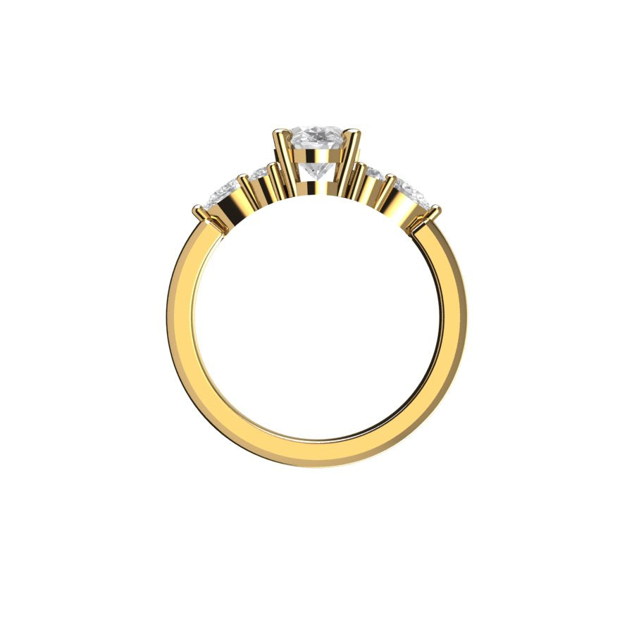 Nylea oval moissanite engagement ring with natural diamonds in 14k white, yellow, rose gold, 18k yellow gold, 19k white gold and platinum