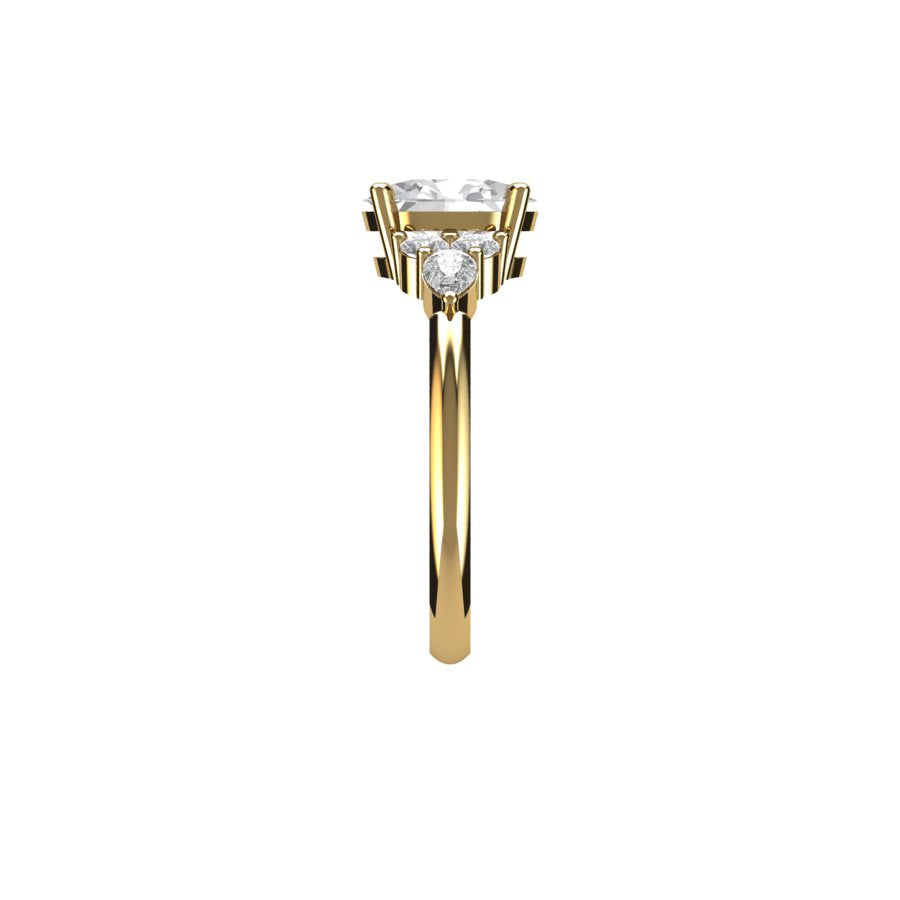 Nylea oval moissanite engagement ring with natural diamonds in 14k white, yellow, rose gold, 18k yellow gold, 19k white gold and platinum