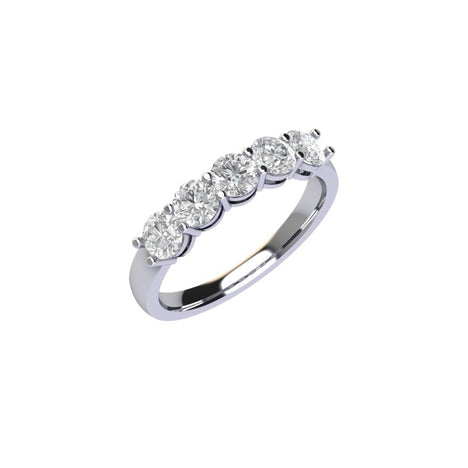 Five Stone Round Brilliant Diamond Ring with Basket Setting ( 1 ctw. )
