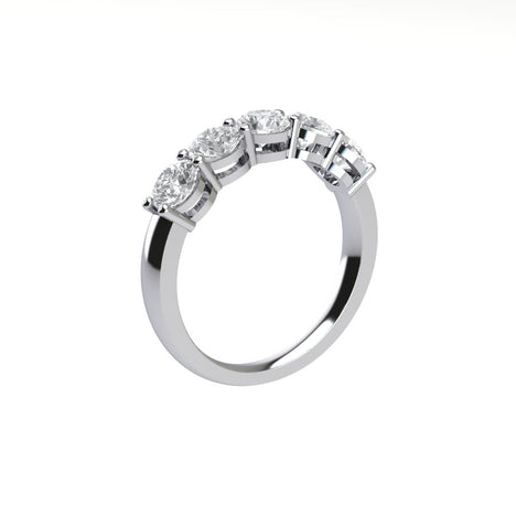 Five Stone Round Brilliant Diamond Ring with Basket Setting ( 1.5 ctw. )