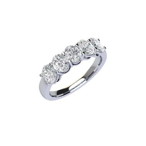 Five Stone Oval Cut Diamond Ring With Basket Setting ( 1.5 ctw.)