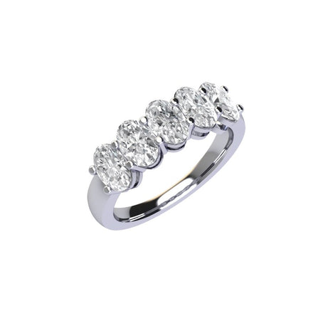 Five Stone Oval Cut Diamond Ring With Basket Setting ( 2 ctw.)