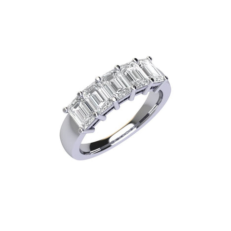 Five Stone Emerald Cut Diamond Ring With Basket Setting ( 2 ctw.)