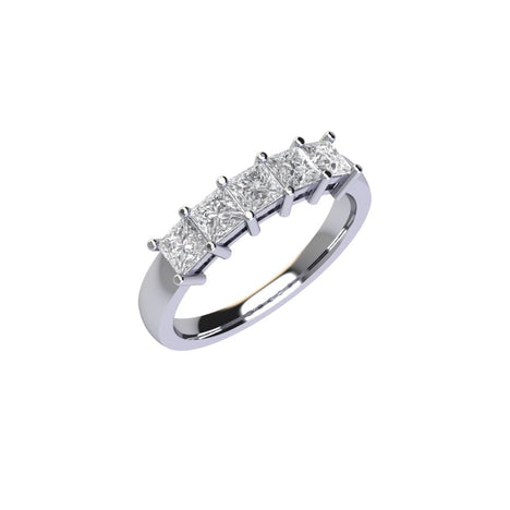 Five Stone Princess Cut Diamond Ring With Basket Setting ( 1 ctw.)