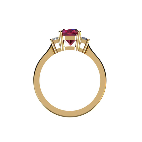 Jeska Ruby and Baguettes Diamond  Engagement  Ring