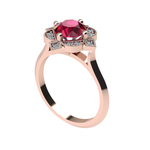 Xira Ruby Vintage Halo Diamond Engagement Ring