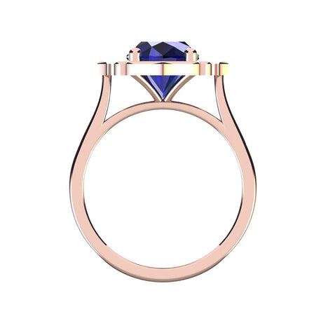 Kaysa Sapphire and Diamond Halo Vintage Engagement  Ring
