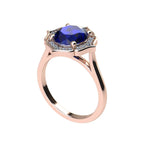 Kaysa Sapphire and Diamond Halo Vintage Engagement  Ring