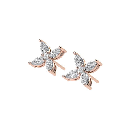 Diamond Marquise Rose Gold Flower Earrings