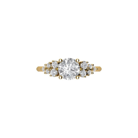Mirri Round Moissanite Engagement Ring with Natural Diamonds in 14K White Gold 14K Rose Gold 14K Yellow Gold 18K Yellow 19K White Gold and Platinum