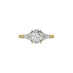 Nylea oval moissanite engagement ring with natural diamonds in 14k white, yellow, rose gold, 18k yellow gold, 19k white gold and platinum